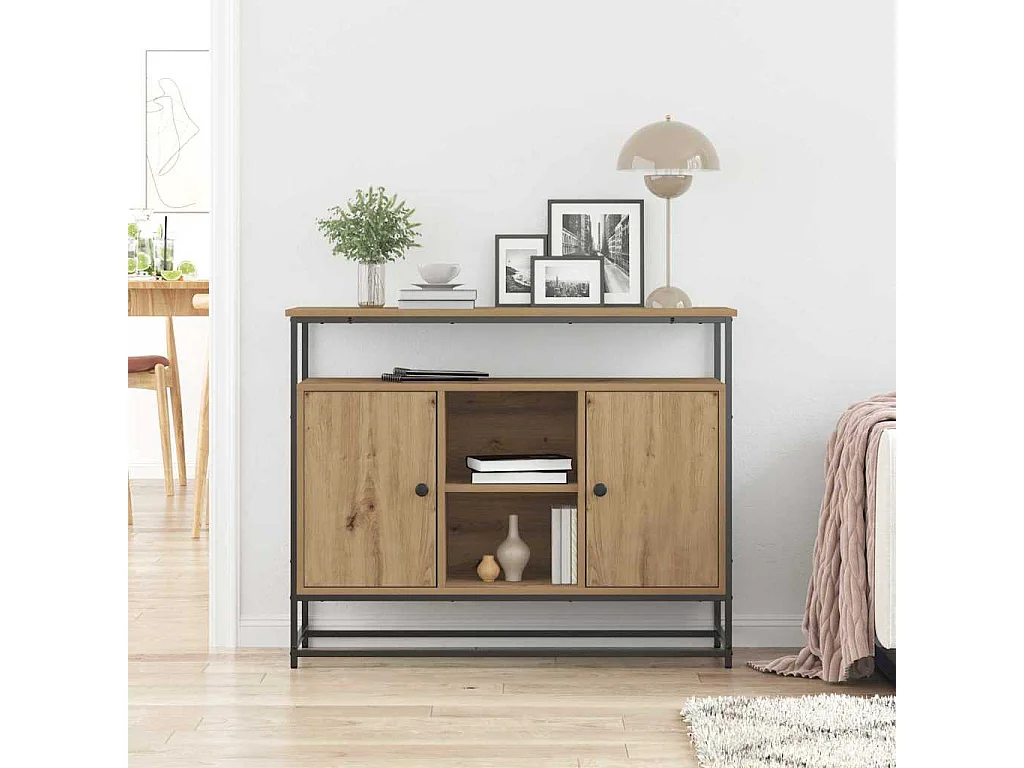 Buffet Artisan Chêne 100x35x80 cm Bois composite et Acier