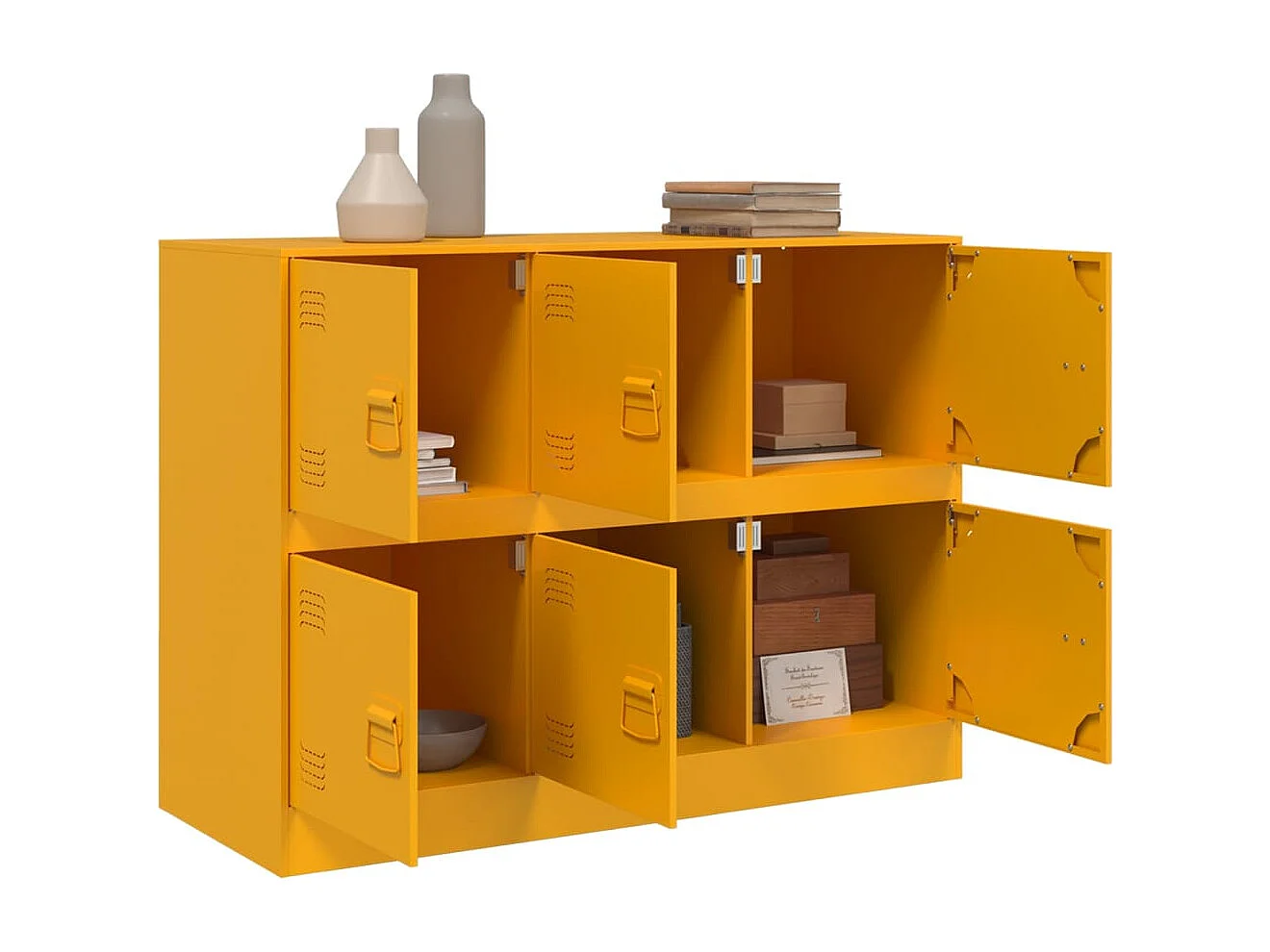 Credenza giallo senape 99x39x73 cm acciaio