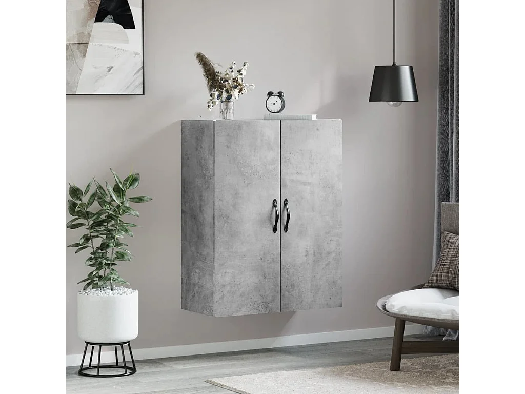 Mobiletto da parete grigio cemento 69,5x34x90 cm in legno ingegnerizzato