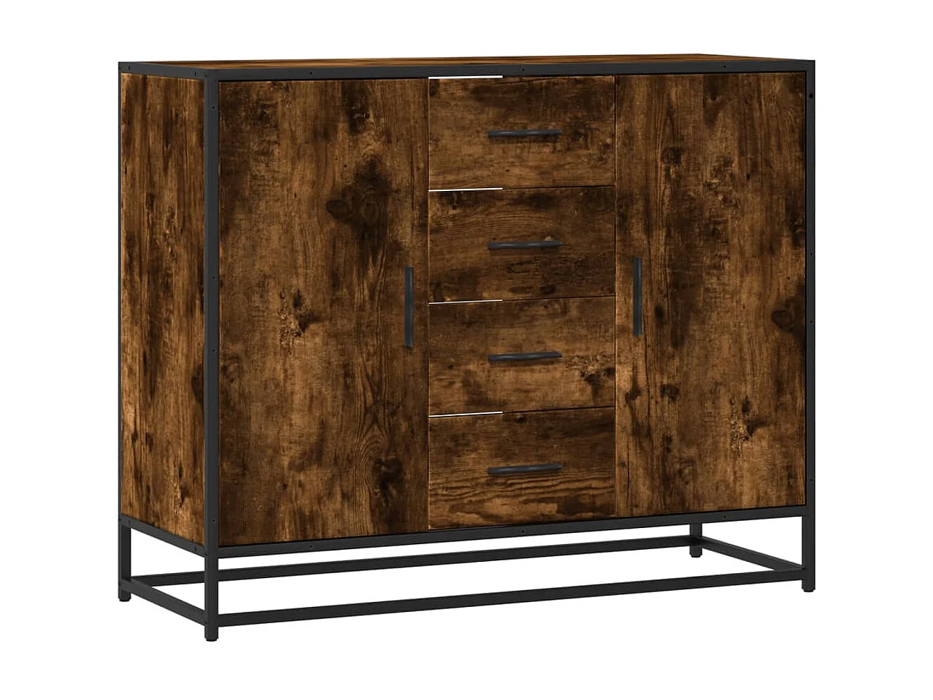 Buffet chêne fumé 92x35x76 cm bois d'ingénierie
