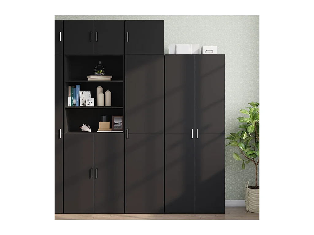 Armoire de rangement mince noir 45x42,5x225cm bois d'ingénierie