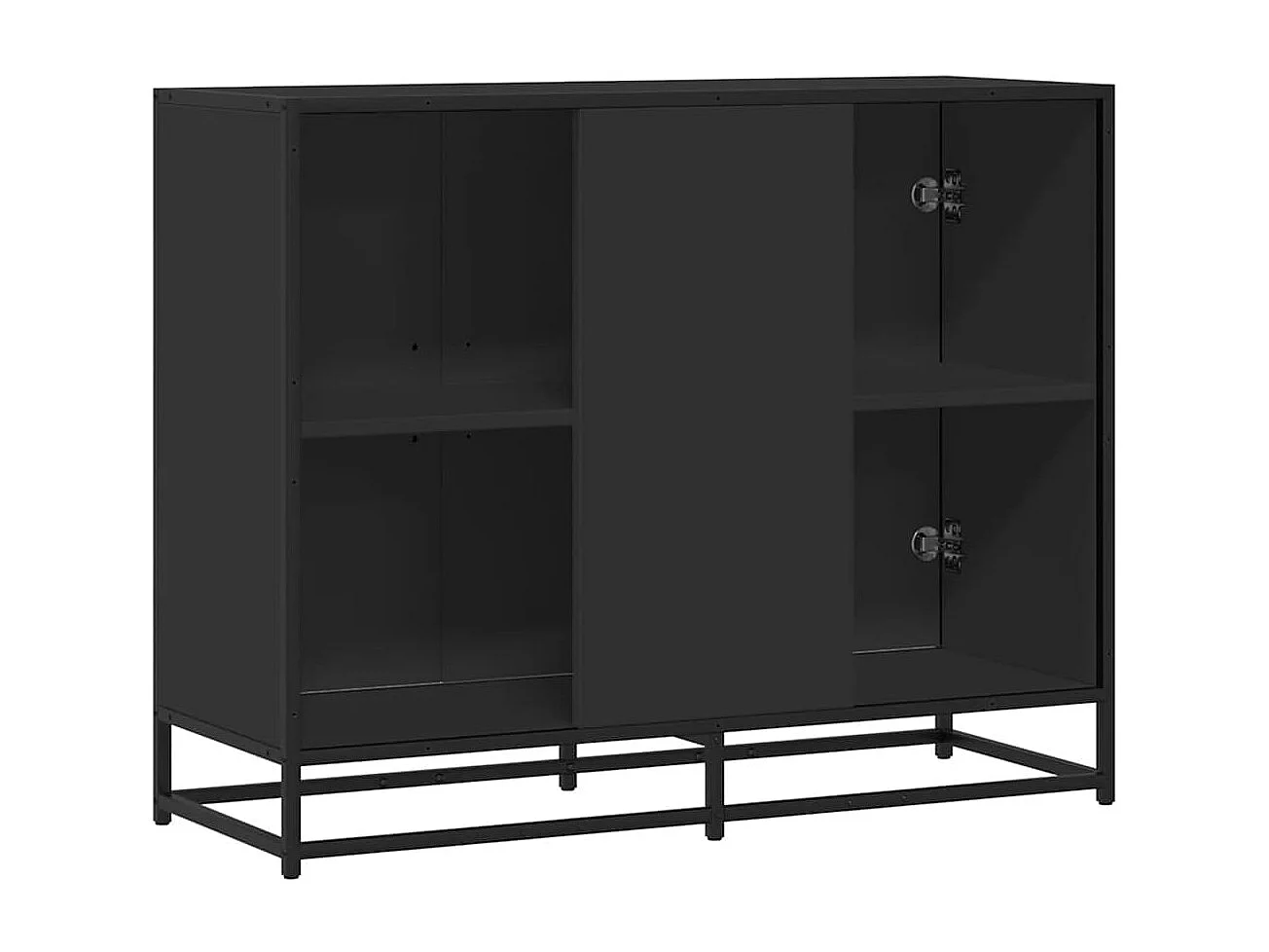 Zwart dressoir 94x35x76 cm bewerkt hout