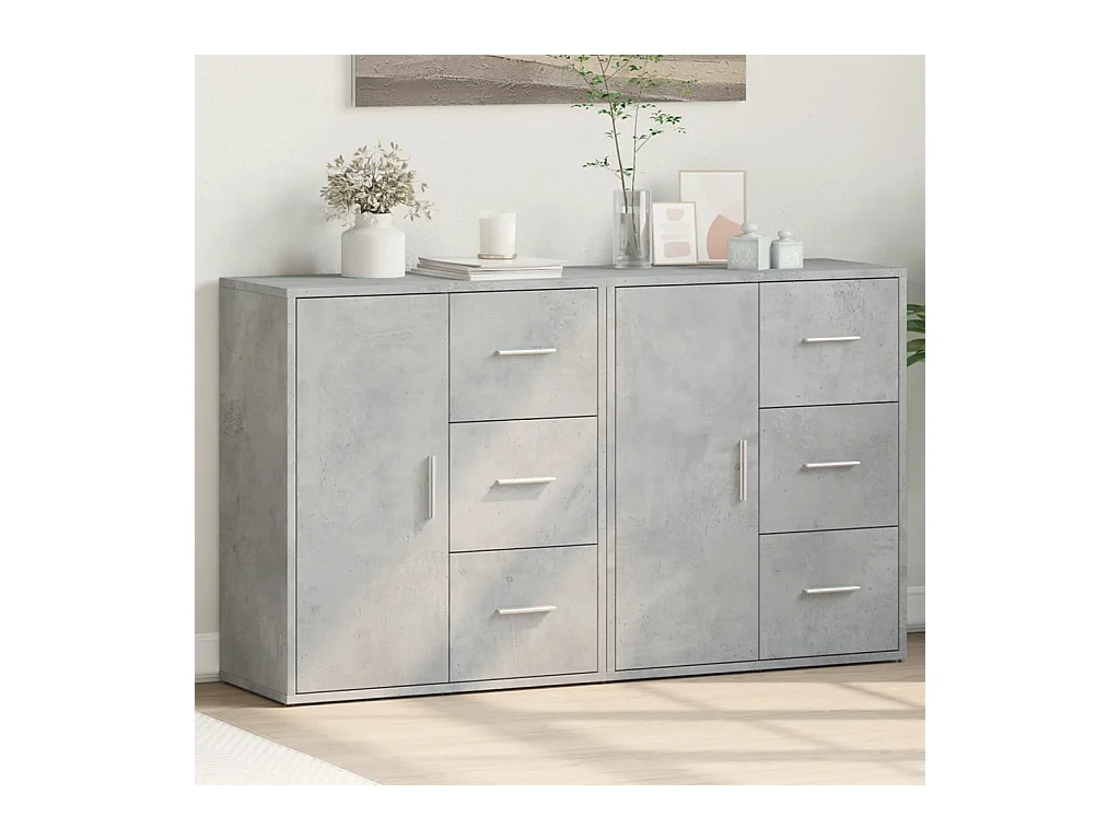 Buffets 2 pcs gris béton 60x31x70 cm bois d'ingénierie