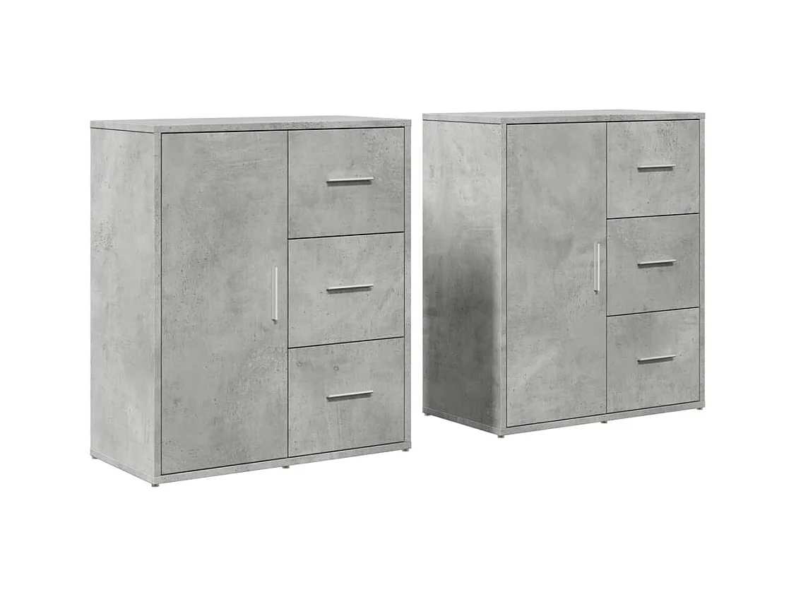 Buffets 2 pcs gris béton 60x31x70 cm bois d'ingénierie