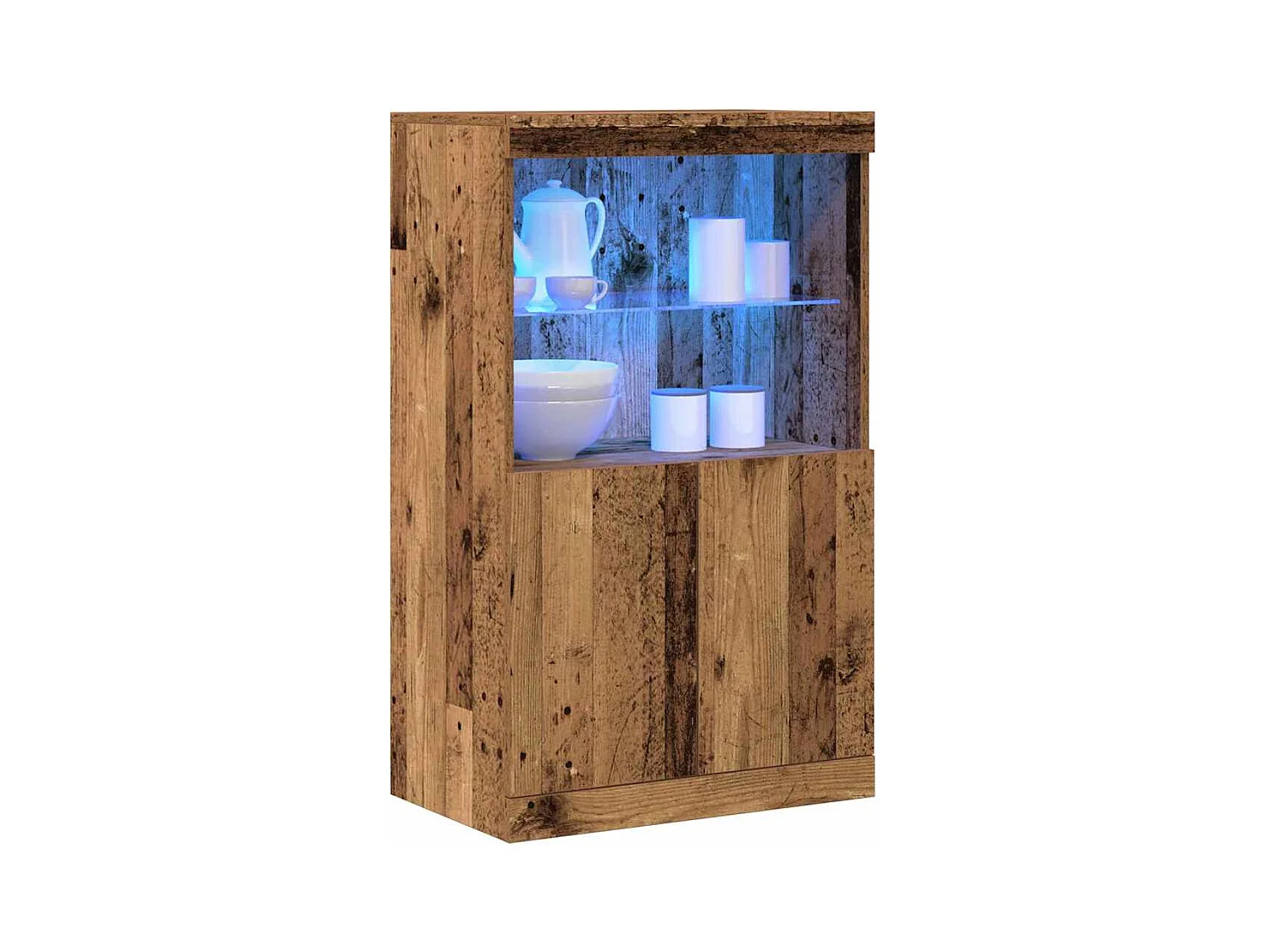 Buffet avec lumières LED Bois ancien 60x37x100 cm