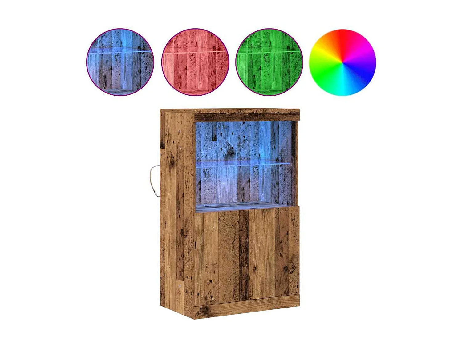 Buffet avec lumières LED Bois ancien 60x37x100 cm