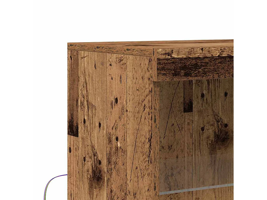 Buffet avec lumières LED Bois ancien 60x37x100 cm