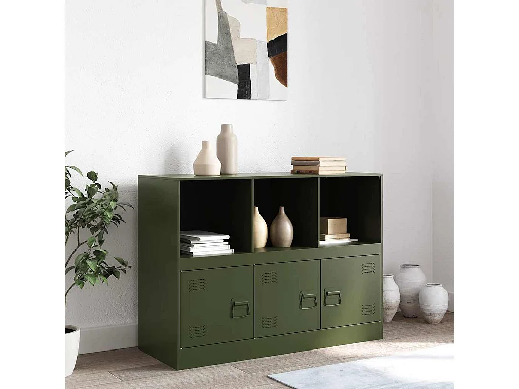 Buffet vert olive 99x39x73 cm acier