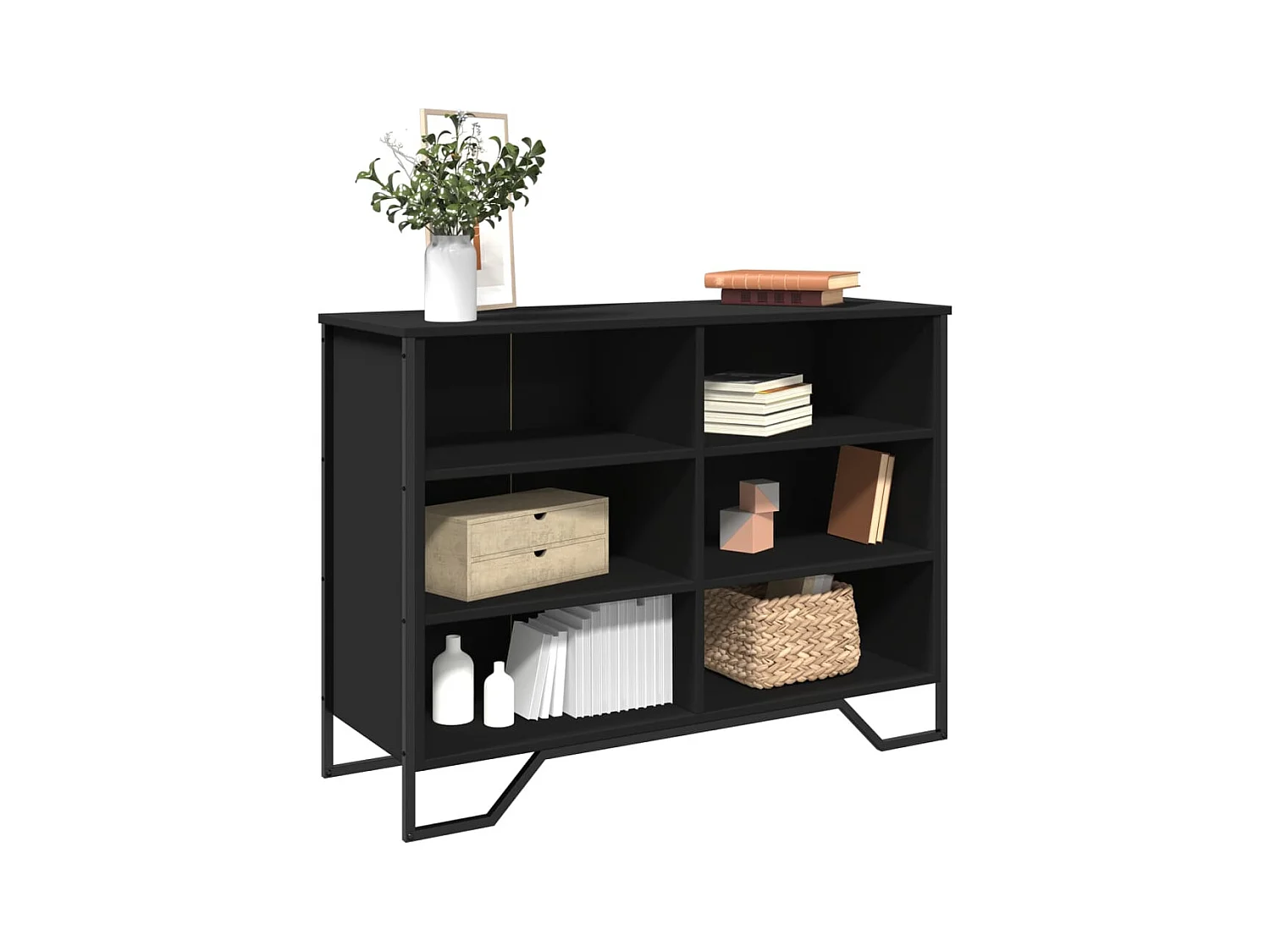 Credenza nera 101x35,5x74,5 cm in legno ingegnerizzato