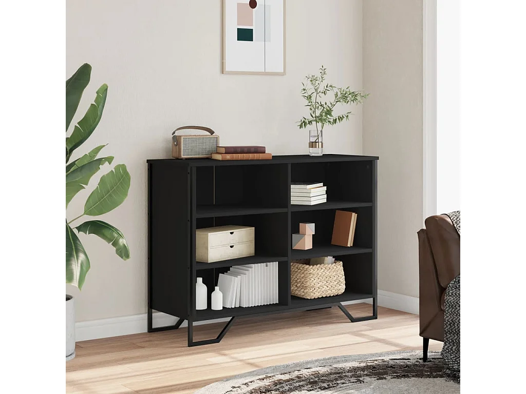 Buffet noir 101x35,5x74,5 cm bois d'ingénierie