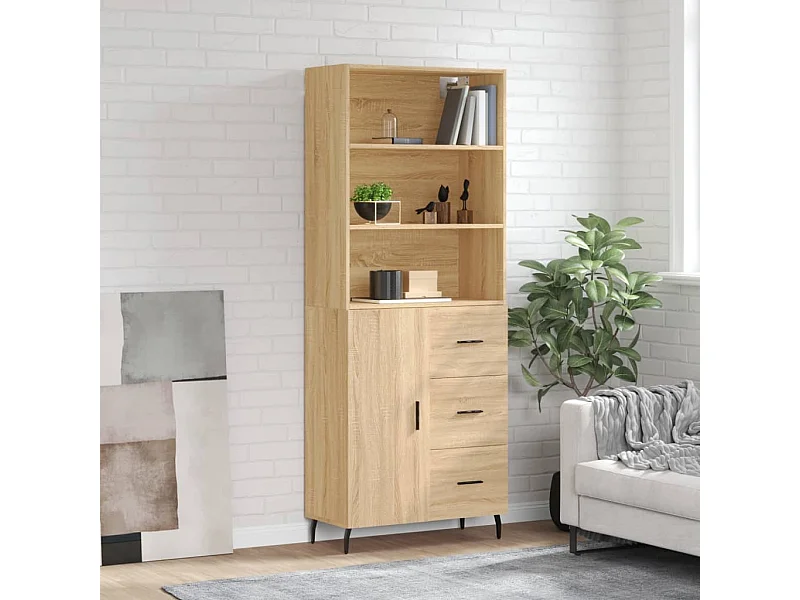 Hoog dressoir Sonoma eiken 69,5x34x180 cm Technisch hout