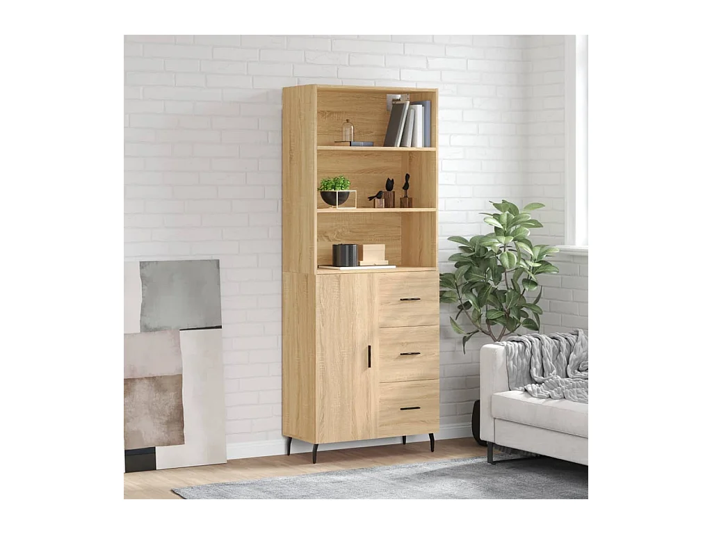 Hoog dressoir Sonoma eiken 69,5x34x180 cm Technisch hout