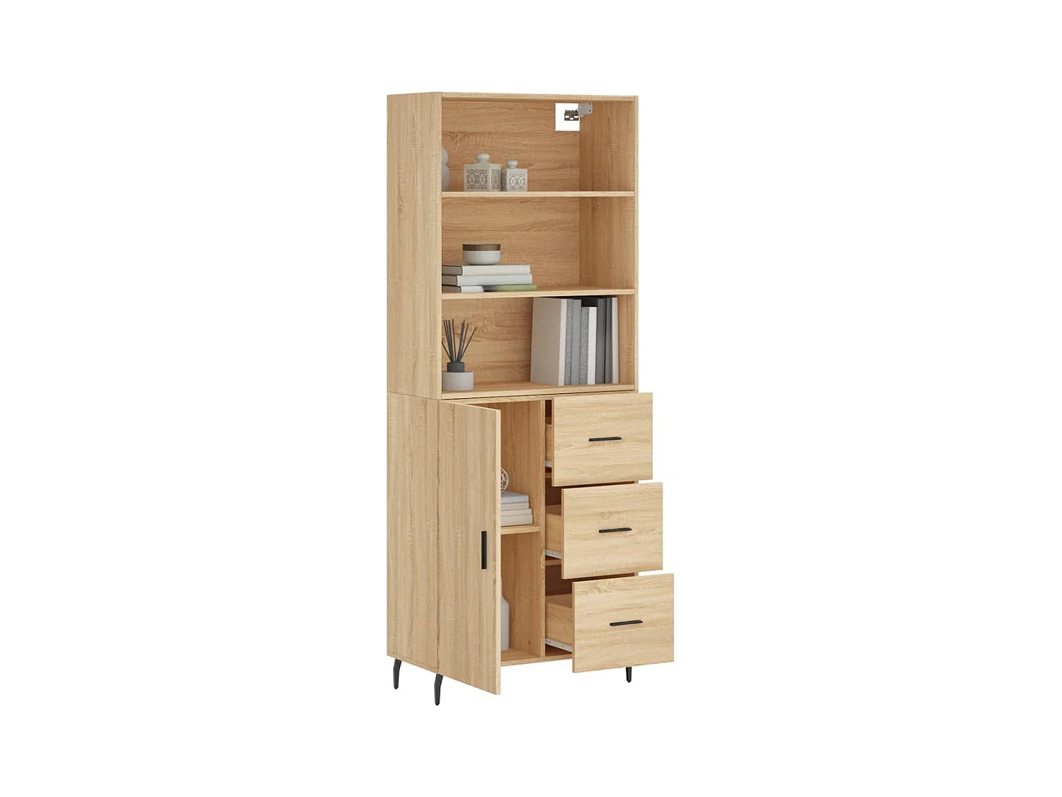 Hoog dressoir Sonoma eiken 69,5x34x180 cm Technisch hout