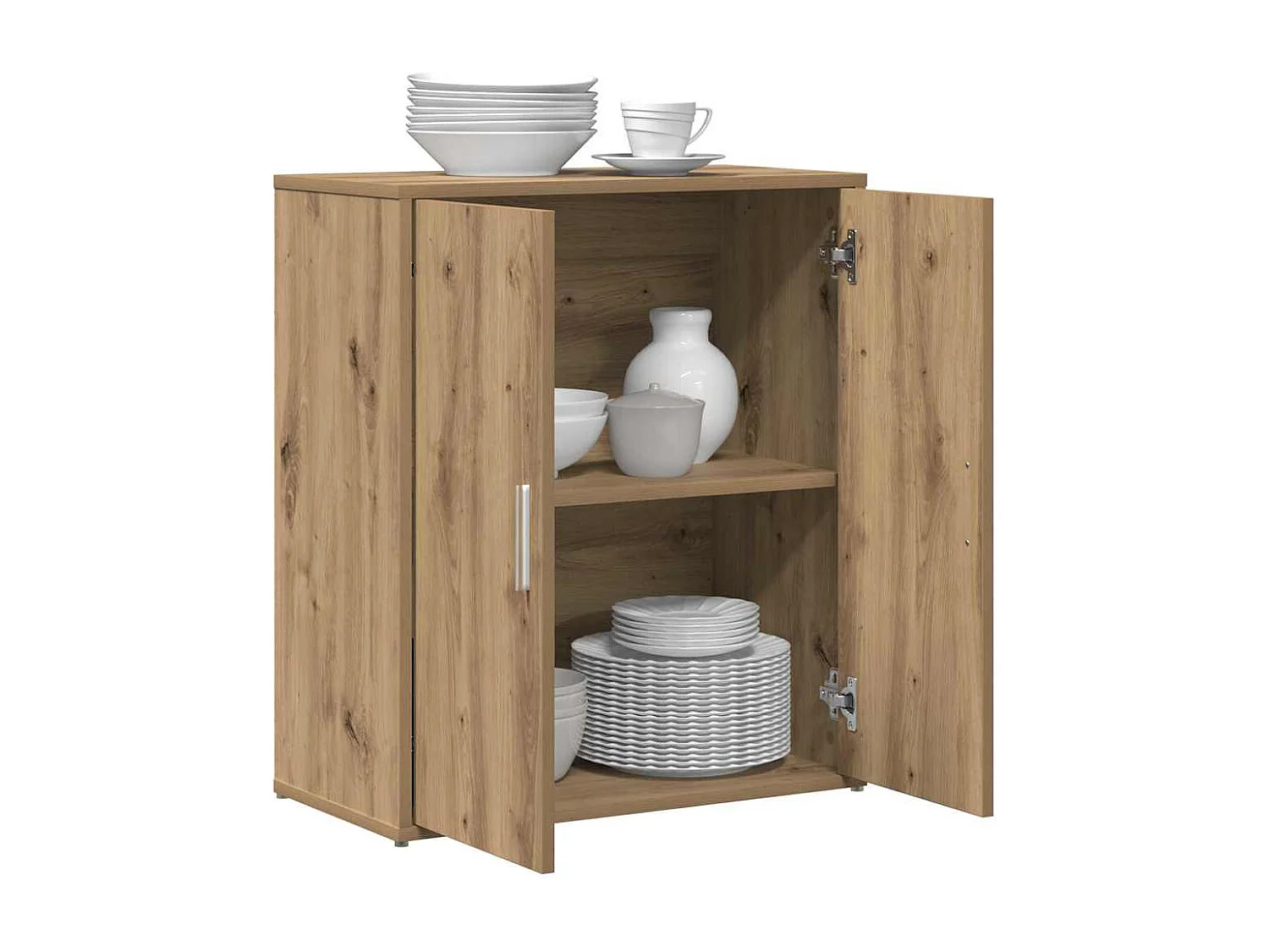 Mobile alto con ripiano 2 pezzi in rovere lavorato a mano 60 x 31 x 70 cm