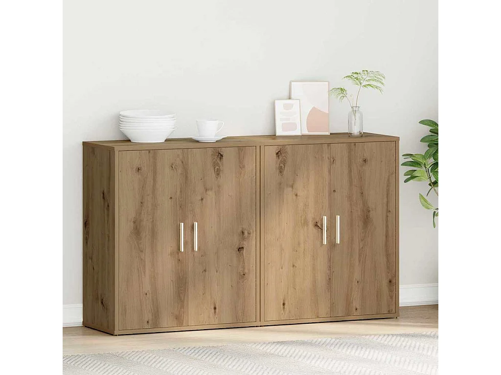 Mobile alto con ripiano 2 pezzi in rovere lavorato a mano 60 x 31 x 70 cm