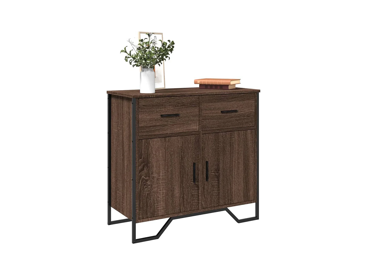 Buffet chêne marron 79,5x35,5x74,5 cm bois d'ingénierie
