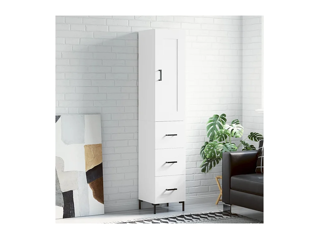 Credenza alta bianca 34,5x34x180 cm Legno ingegnerizzato