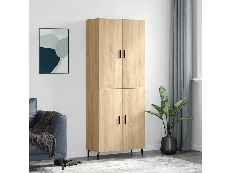 Credenza alta in rovere Sonoma 69,5x34x180 cm Legno ingegnerizzato
