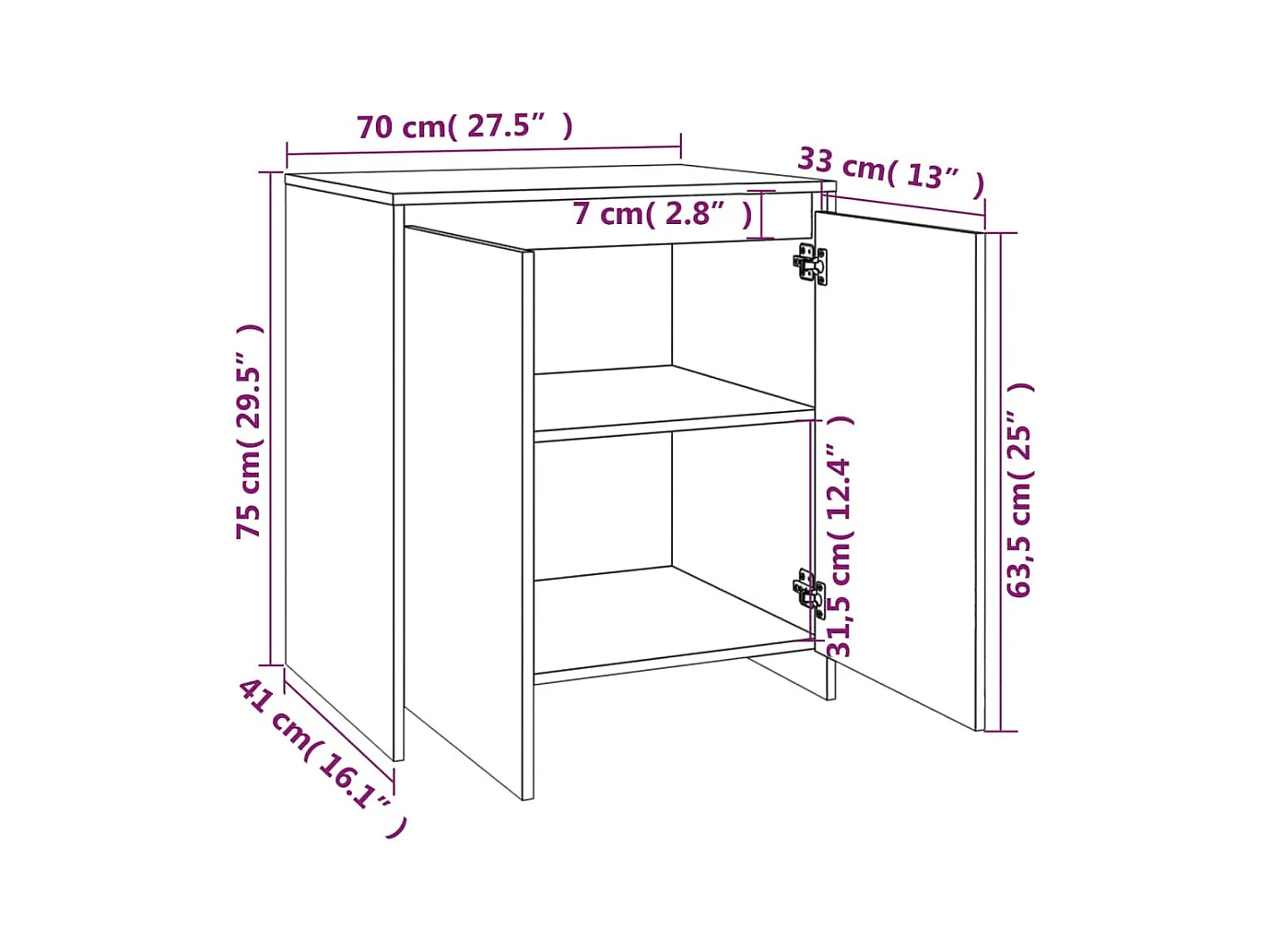 Buffet Chêne sonoma 70x41x75 cm Bois d'ingénierie
