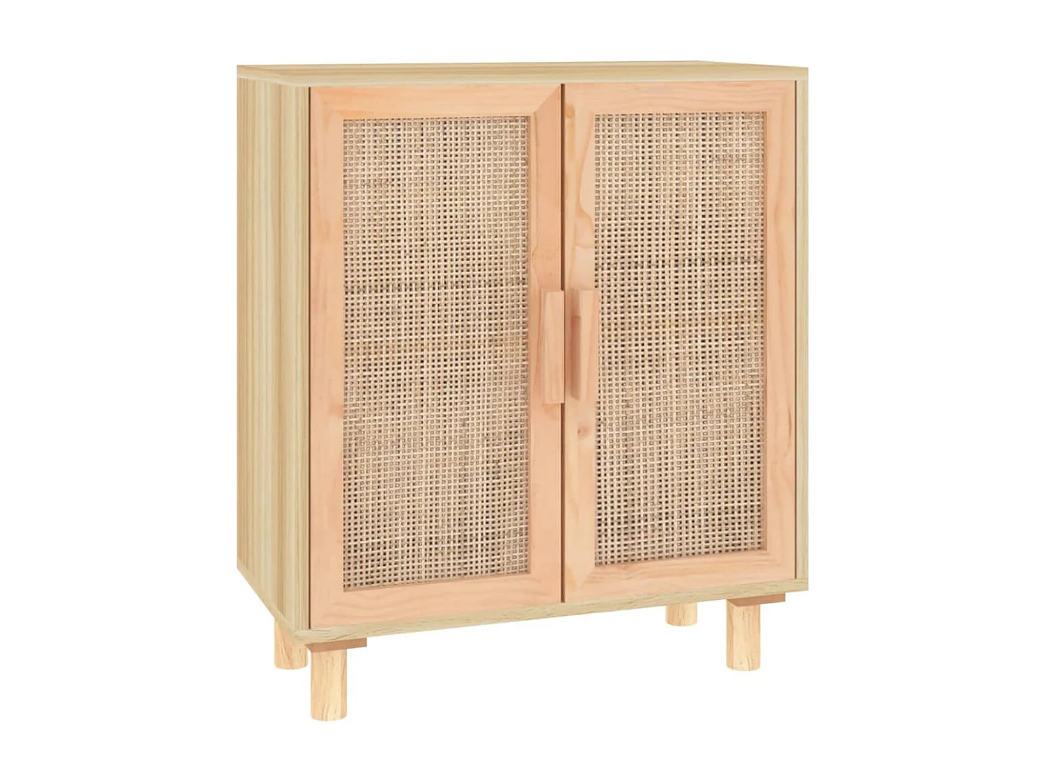 Buffet Marron 60x30x70 cm Bois de pin massif et rotin naturel