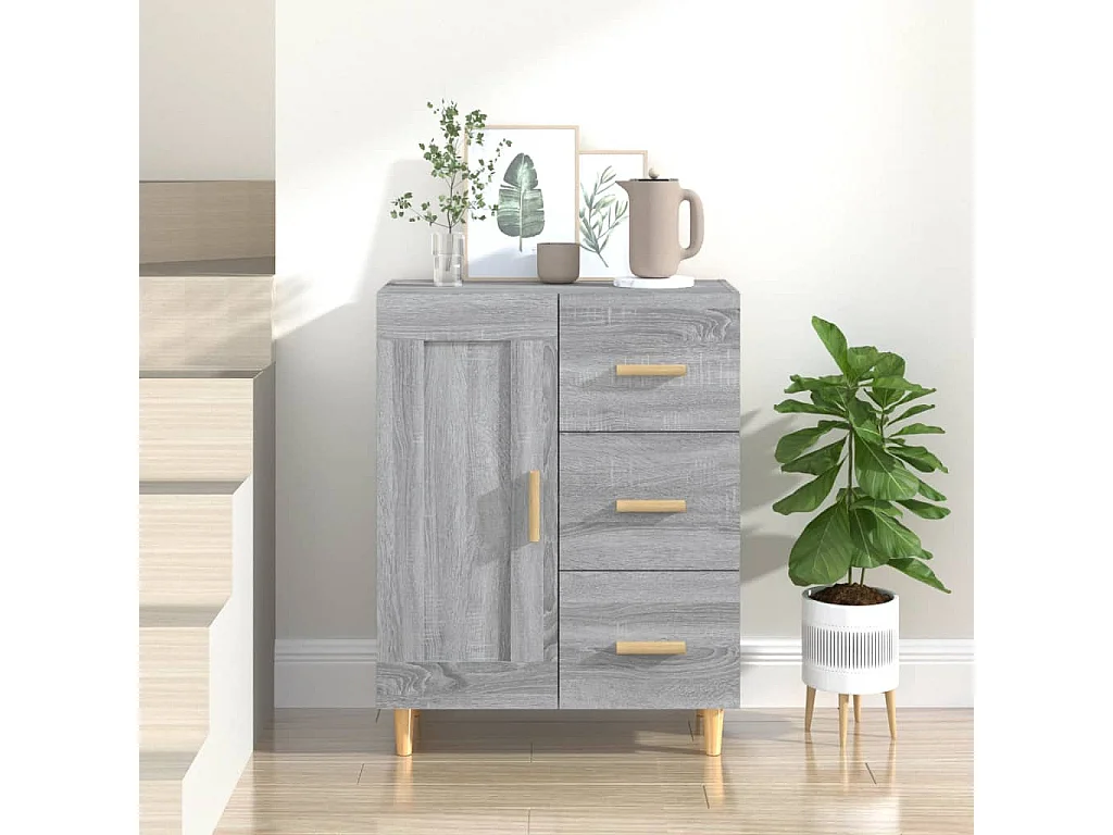 Credenza Sonoma grigia 69,5x34x90 cm Legno ingegnerizzato