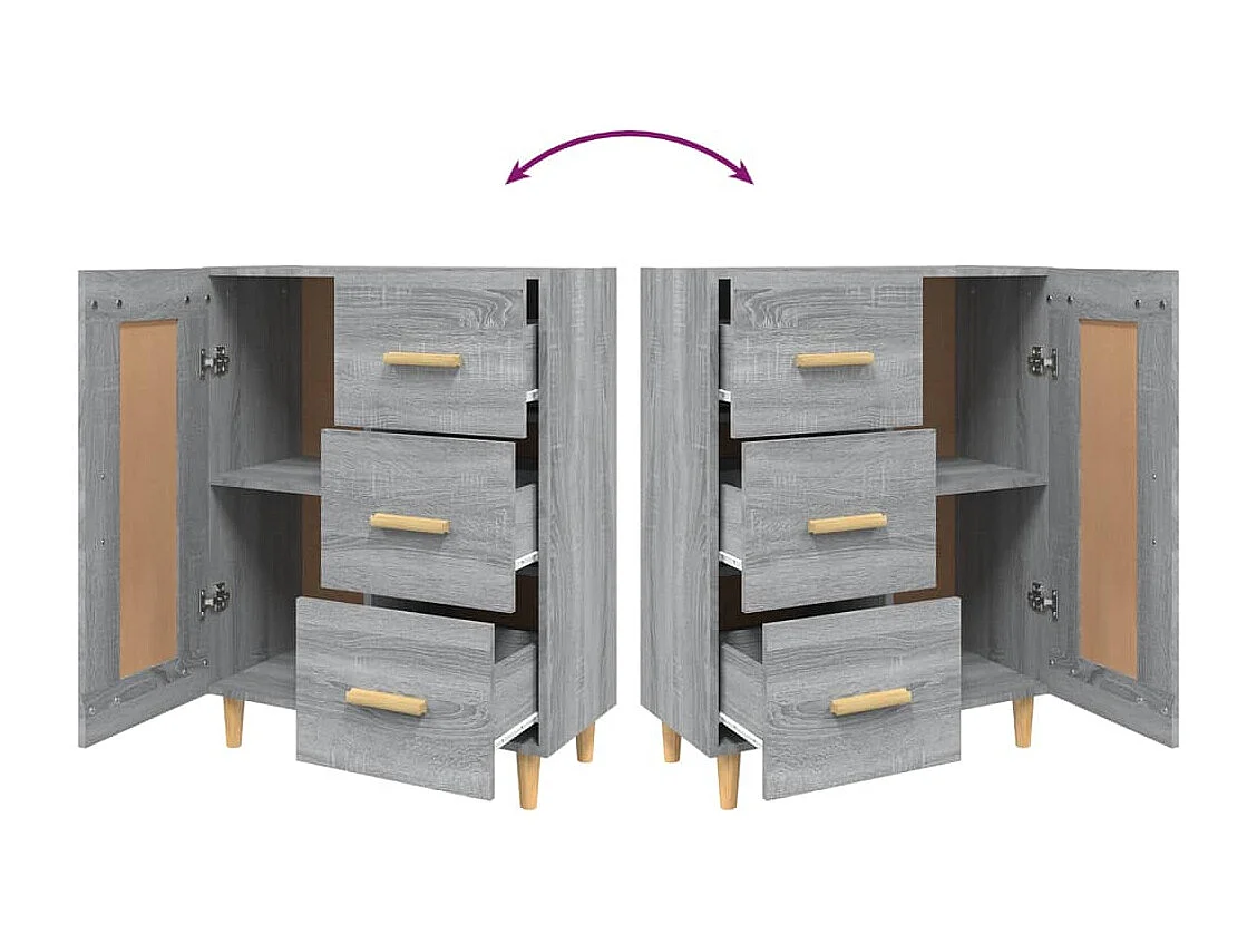 Credenza Sonoma grigia 69,5x34x90 cm Legno ingegnerizzato