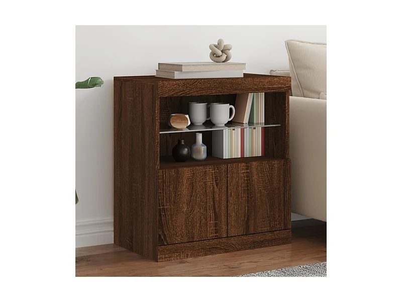 Buffet avec lumières LED chêne marron 60x37x67 cm