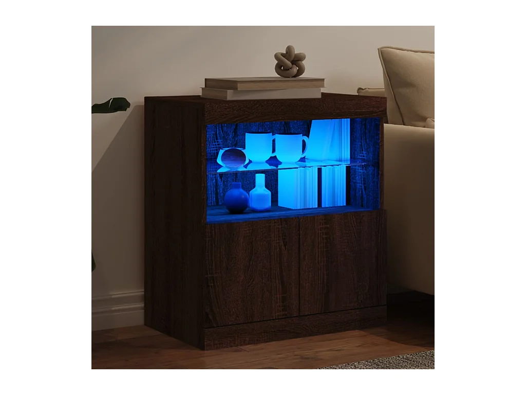 Buffet avec lumières LED chêne marron 60x37x67 cm