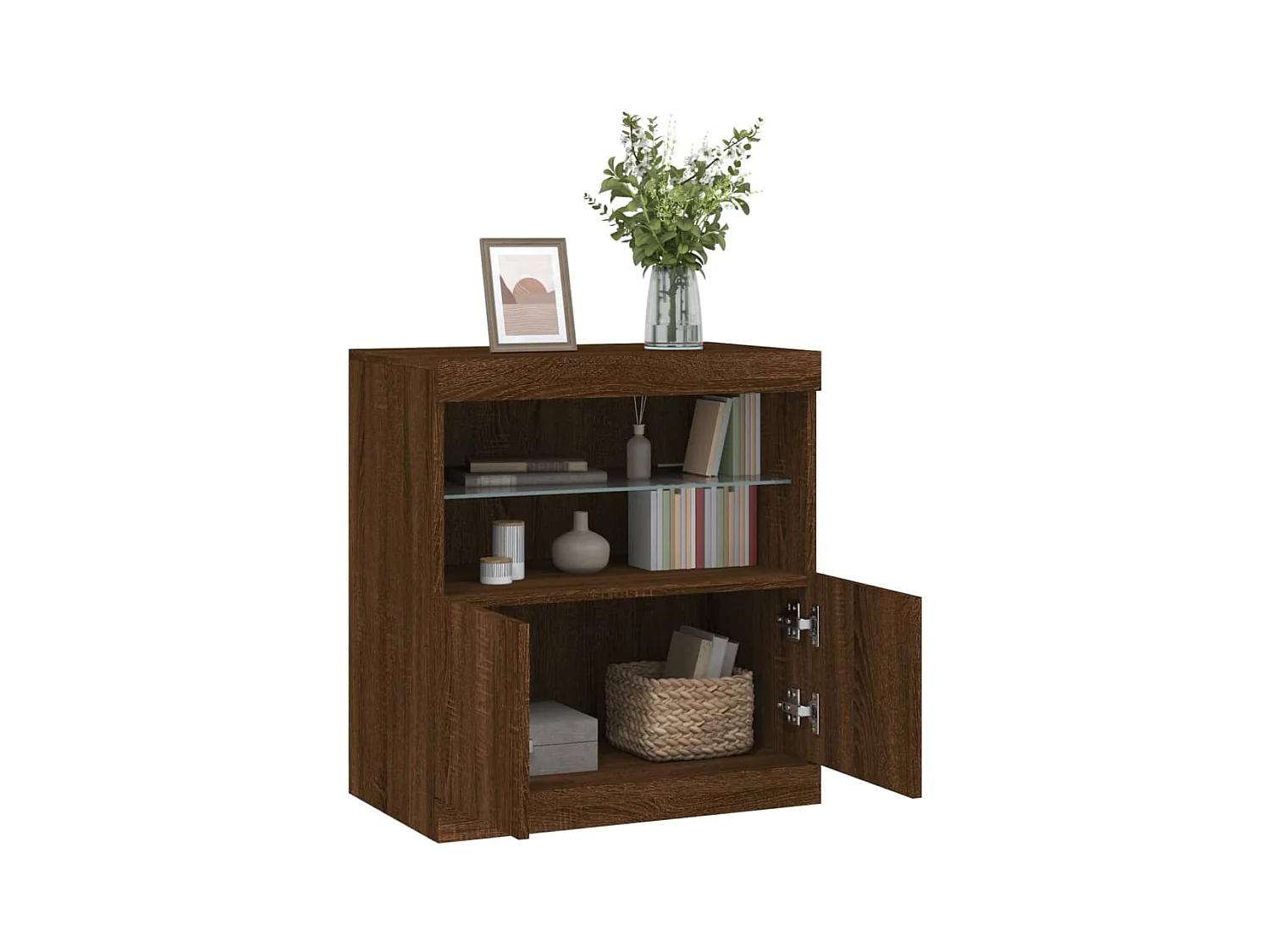 Buffet avec lumières LED chêne marron 60x37x67 cm