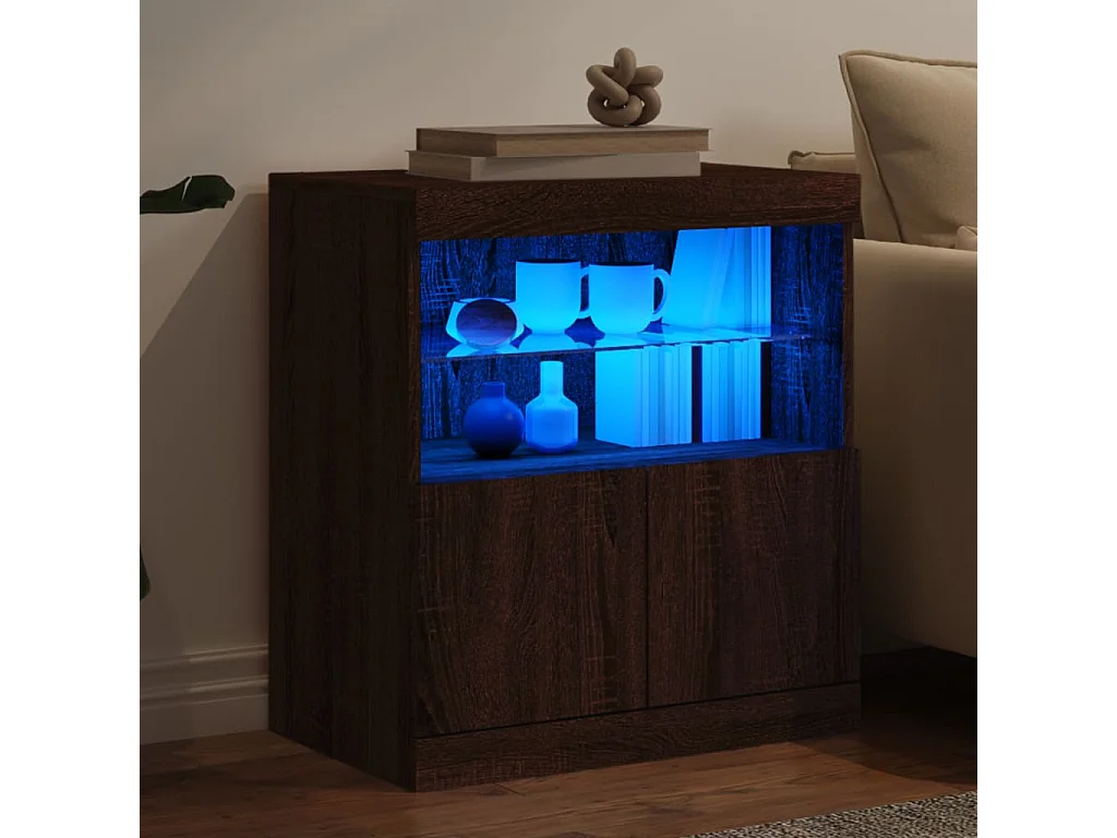 Buffet avec lumières LED chêne marron 60x37x67 cm