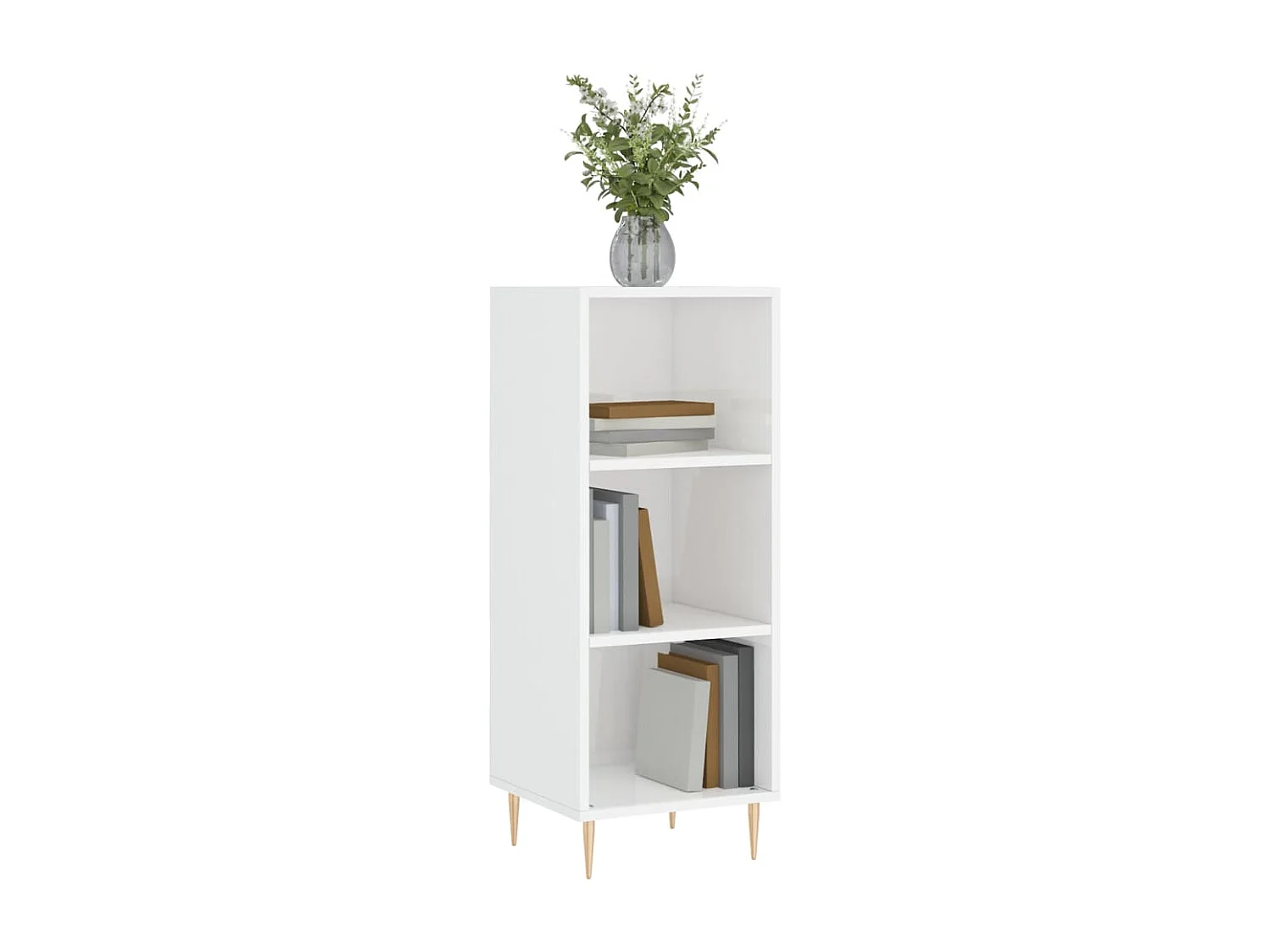 Buffet blanc brillant 34,5x32,5x90 cm bois d'ingénierie
