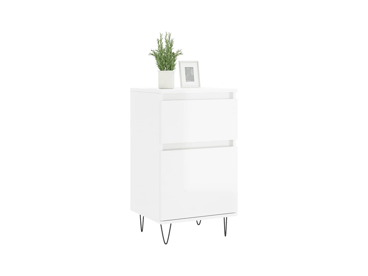 Credenze 2 pezzi bianco lucido 40x35x70 cm in legno ingegnerizzato