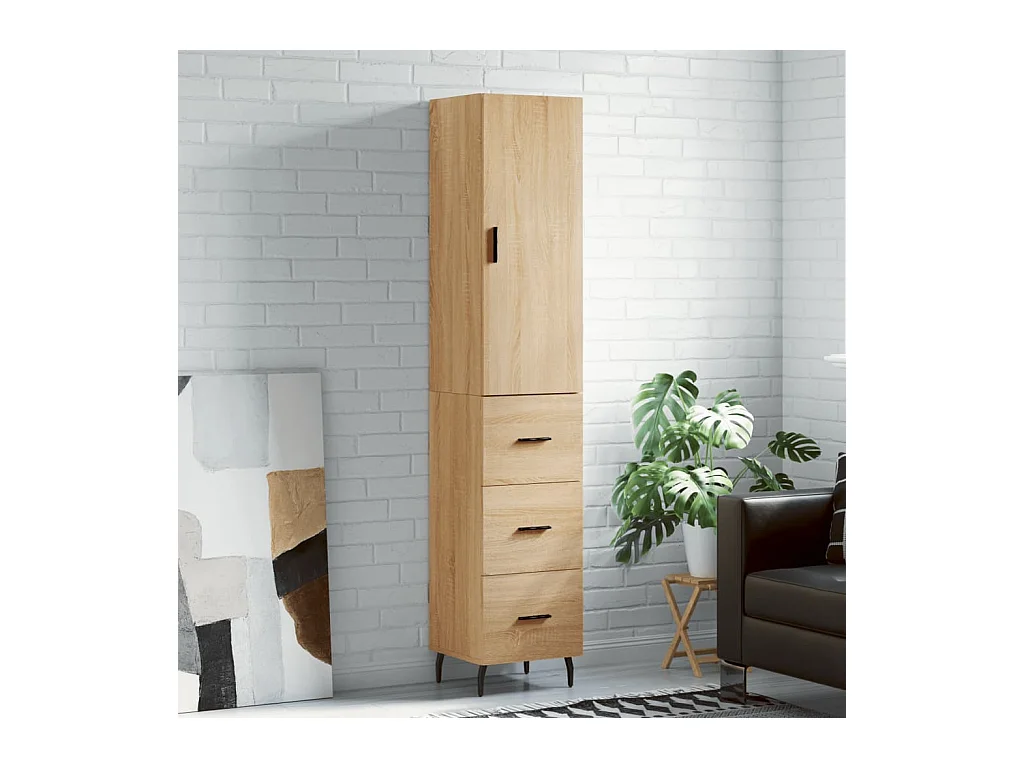 Buffet haut Chêne sonoma 34,5x34x180 cm Bois d'ingénierie