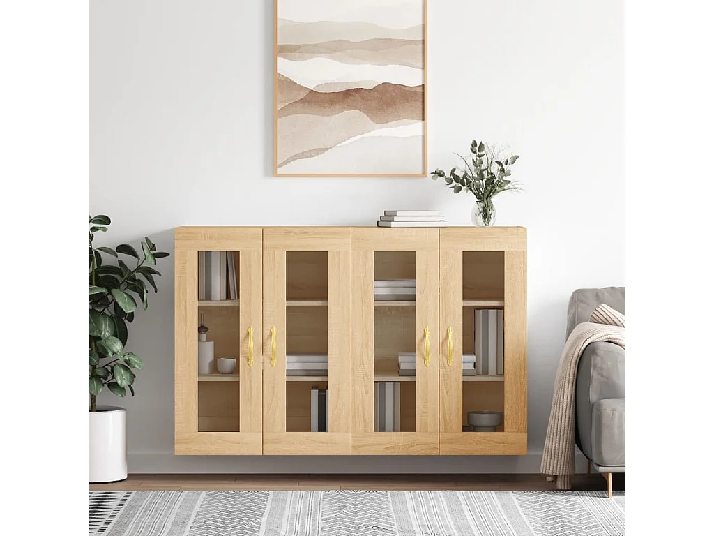 Pensili a 2 pezzi, rovere Sonoma, legno ingegnerizzato