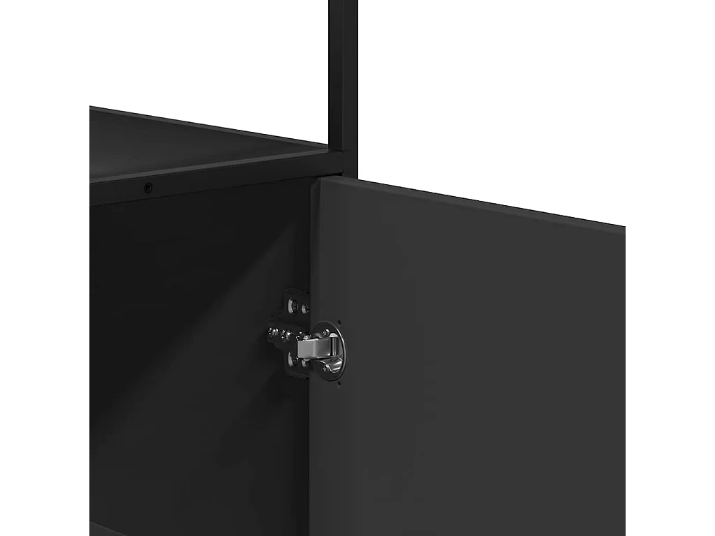 Buffet haut noir 35,5x35x139 cm bois d'ingénierie et métal