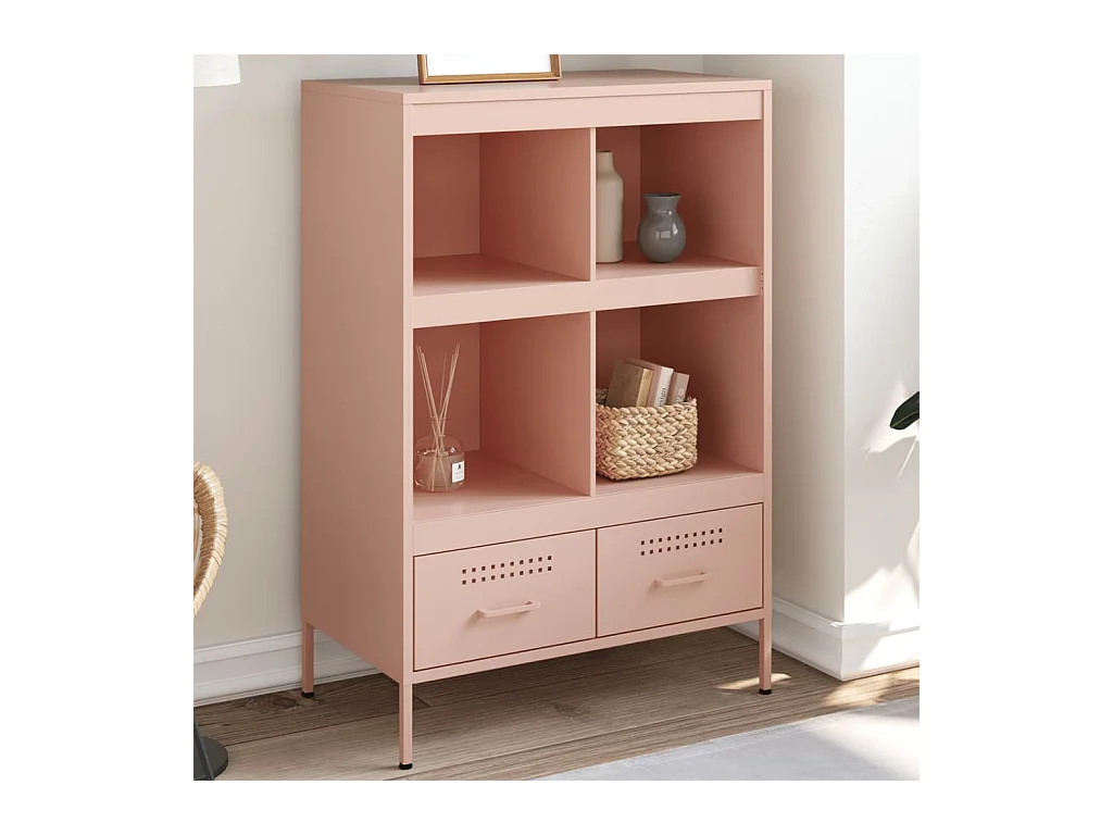 Roze hoog dressoir 68x39x101,5 cm staal