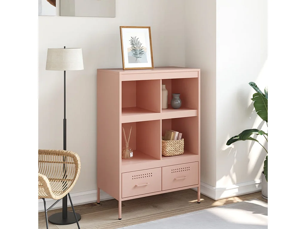 Buffet haut rose 68x39x101,5 cm acier