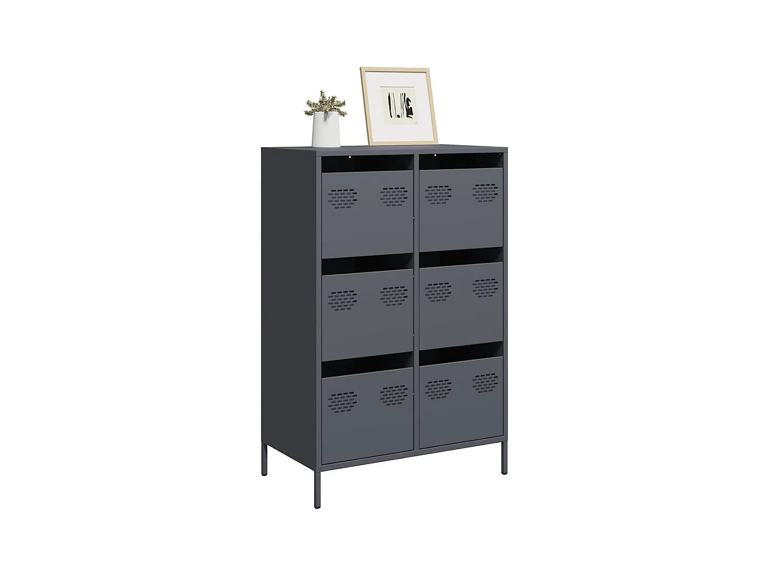 Buffet haut anthracite 68x39x101,5 cm acier