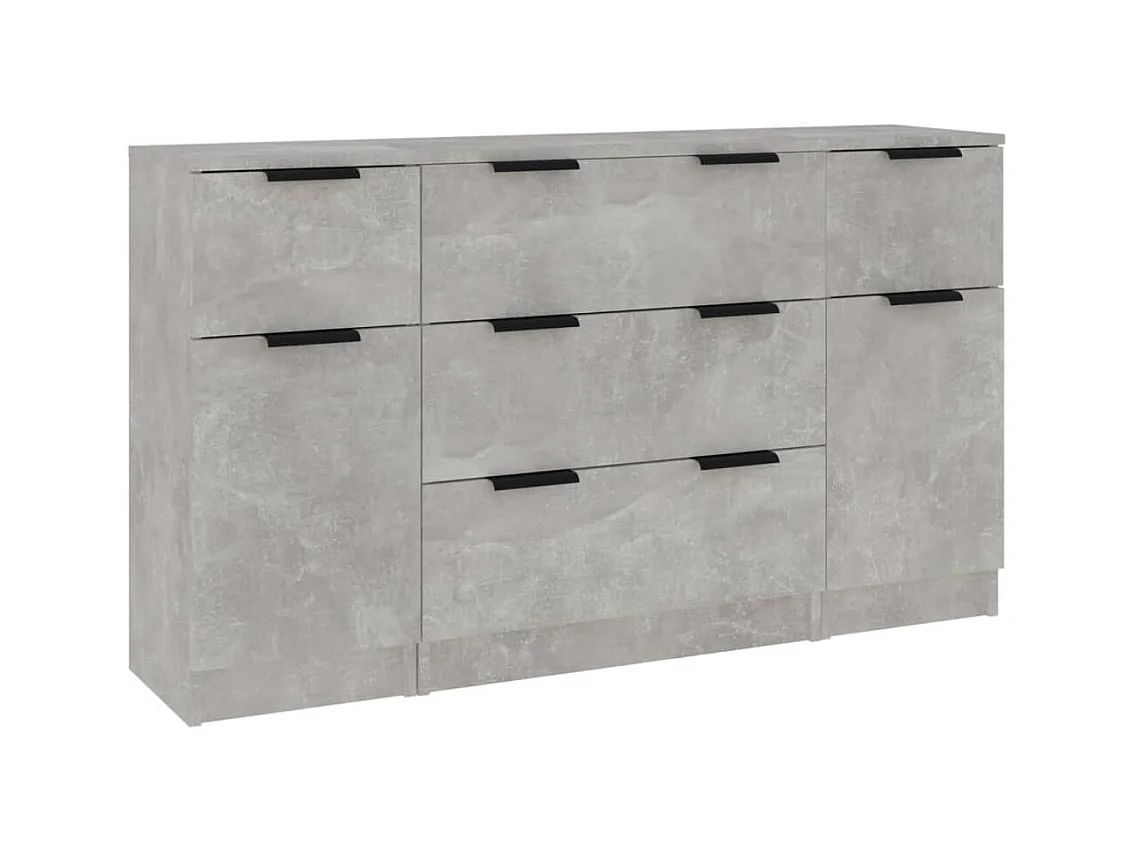 3-teiliges Sideboard-Set Betongrau Holzwerkstoff