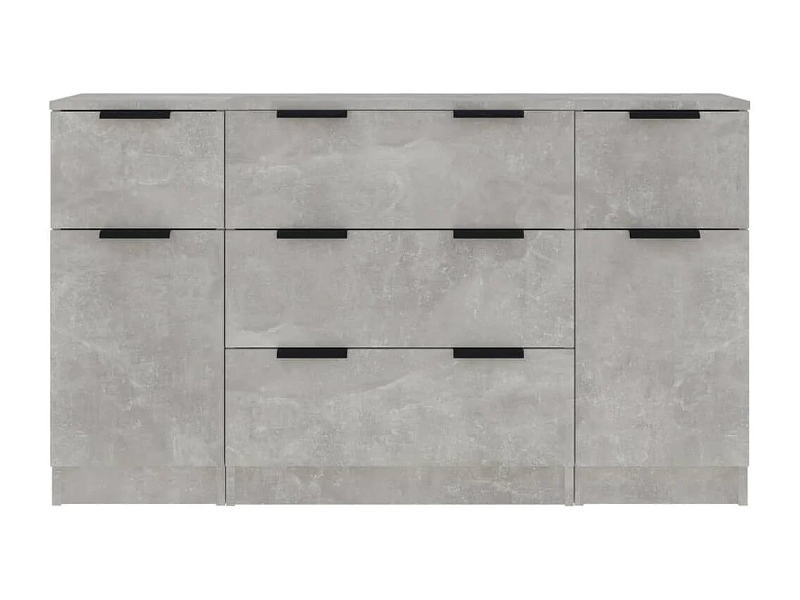 3-teiliges Sideboard-Set Betongrau Holzwerkstoff