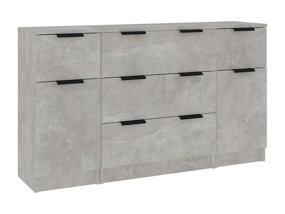 Ensemble de buffets 3 pcs Gris béton Bois d'ingénierie