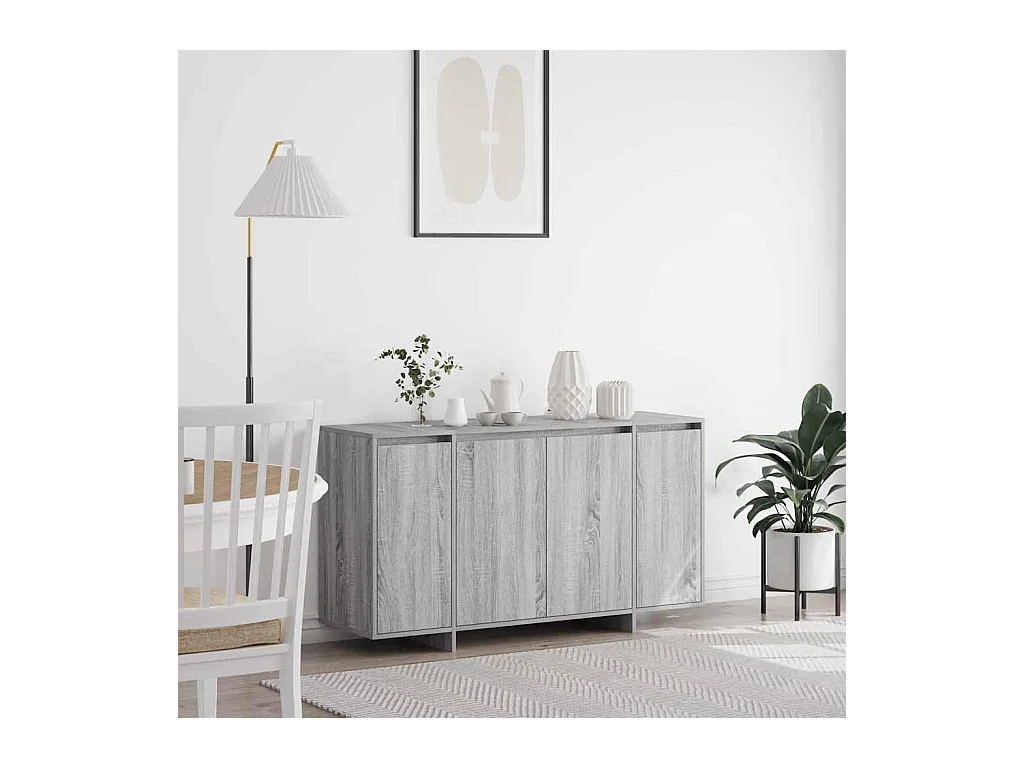 Credenza grigia in legno ingegnerizzato grigio Sonoma 135 x 41 x 75 cm