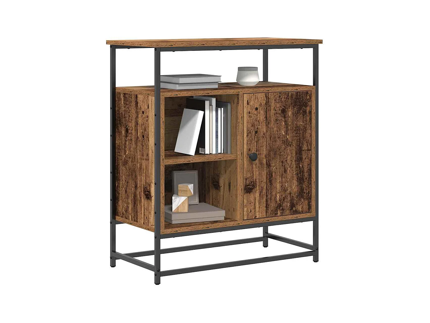 Buffet en vieux bois 69x35x80 cm en bois d'ingénierie et en acier