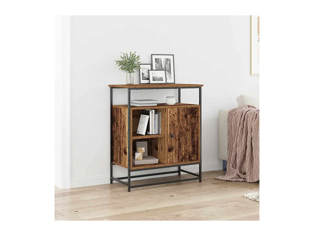 Buffet en vieux bois 69x35x80 cm en bois d'ingénierie et en acier