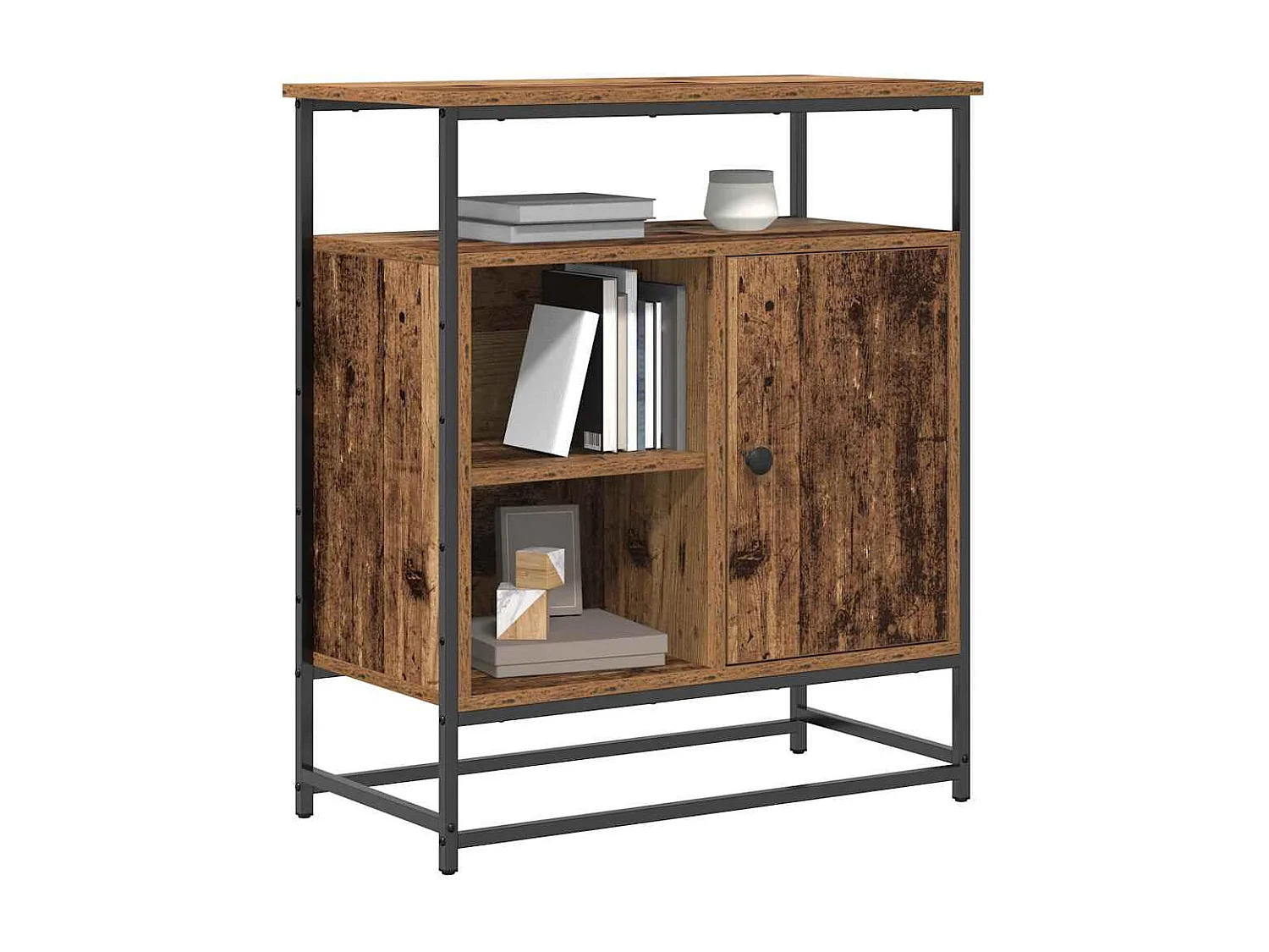 Buffet en vieux bois 69x35x80 cm en bois d'ingénierie et en acier