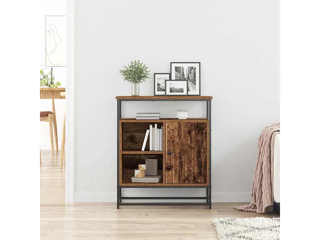 Buffet en vieux bois 69x35x80 cm en bois d'ingénierie et en acier