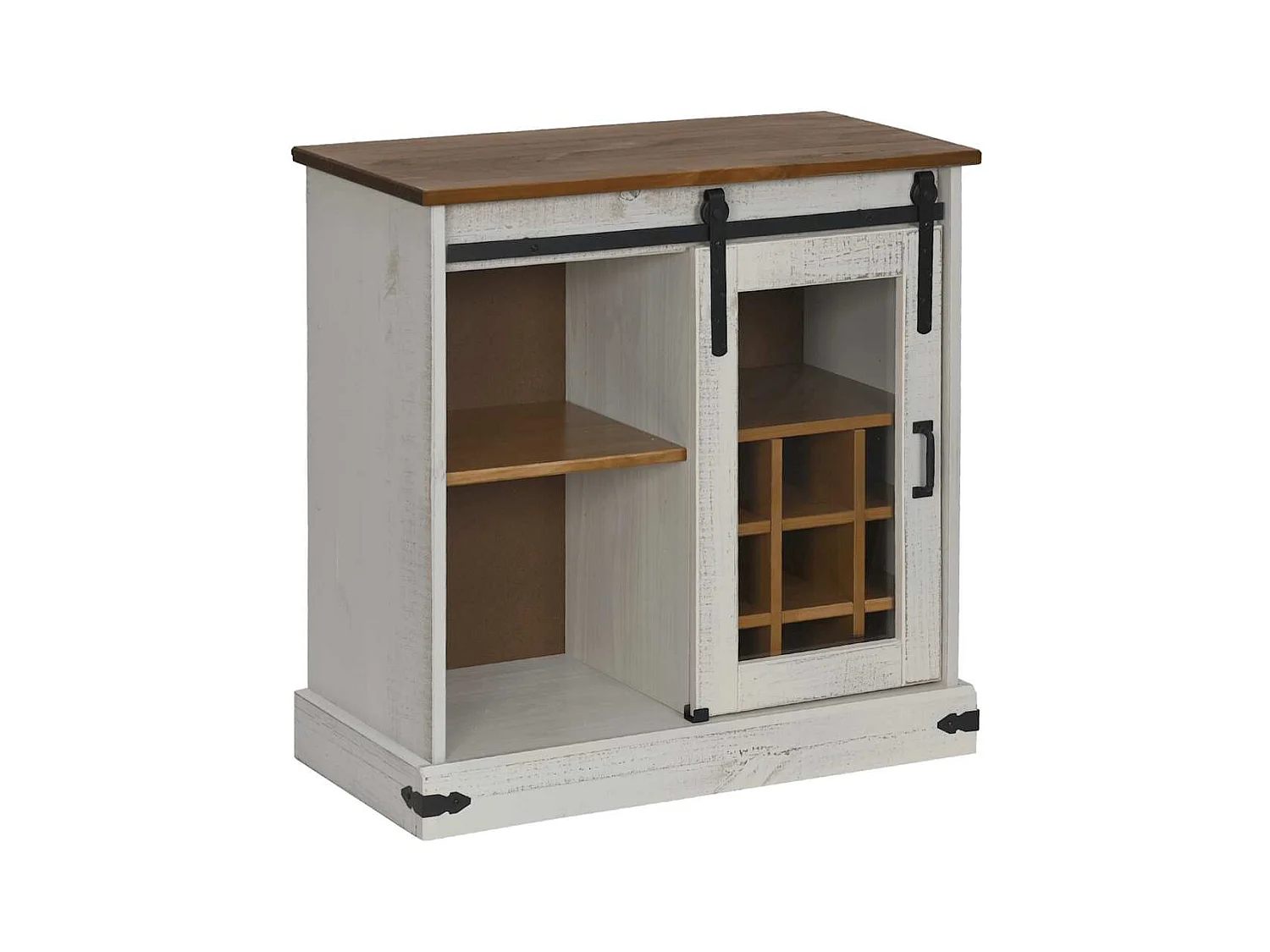 Buffet HALDEN porte coulissante blanc 80x40x80 cm bois massif