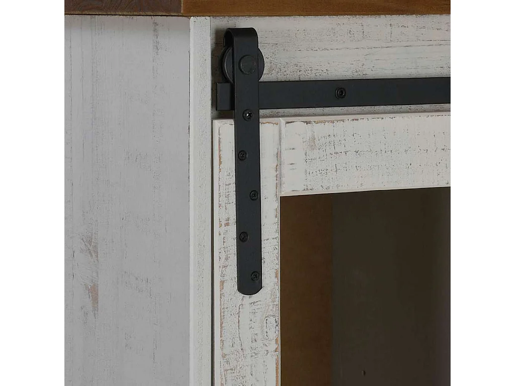 Buffet HALDEN porte coulissante blanc 80x40x80 cm bois massif