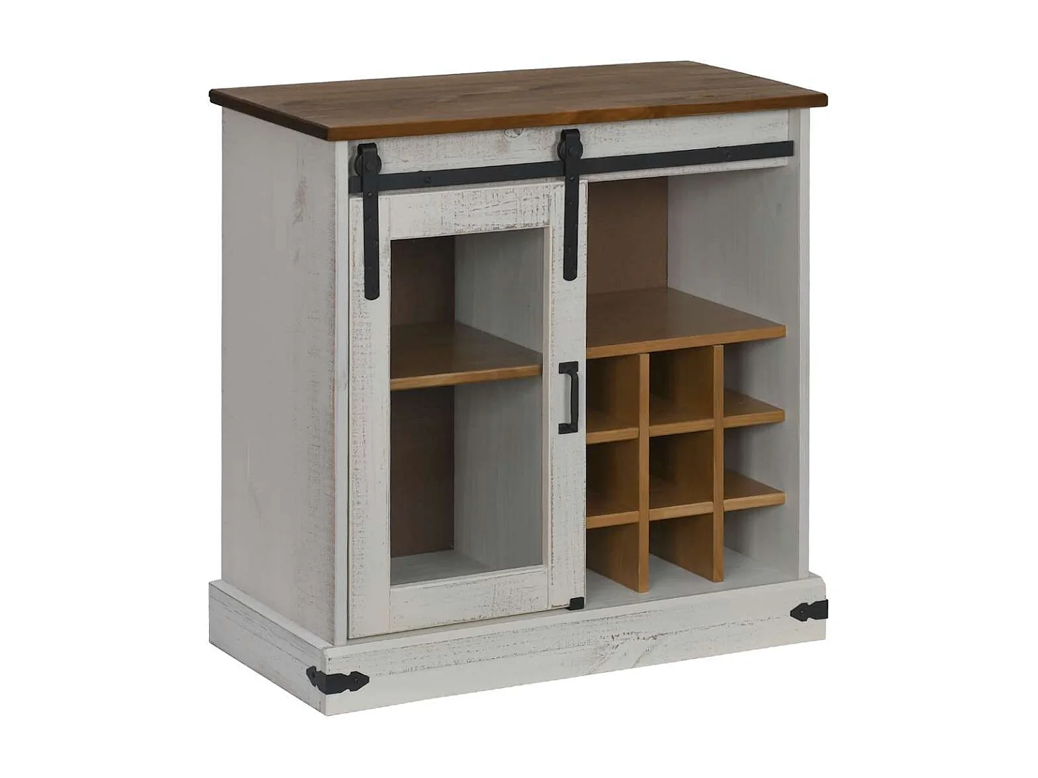 Buffet HALDEN porte coulissante blanc 80x40x80 cm bois massif