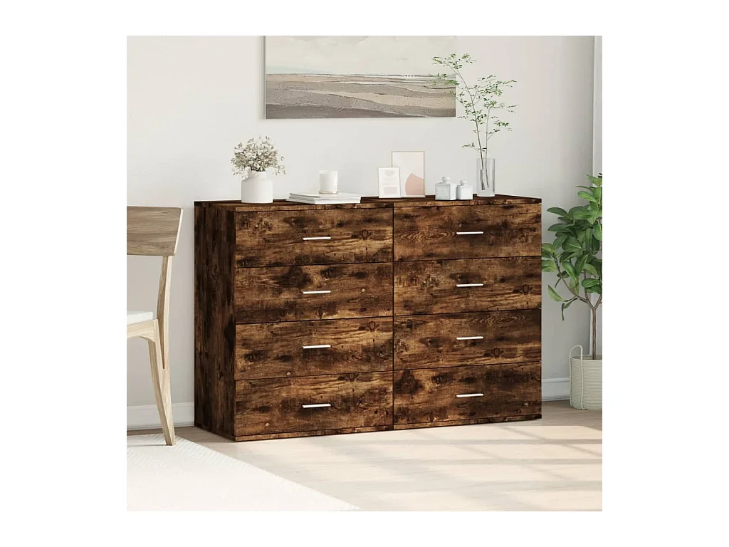 Buffets 2 pcs chêne fumé 60x39x80 cm bois d'ingénierie